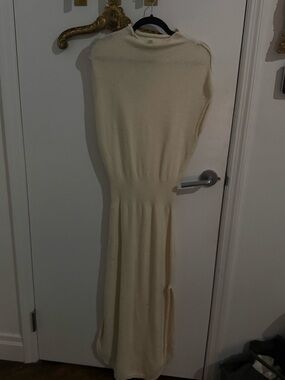 Free People Cream Knit Maxi Dress with Fitted Waist